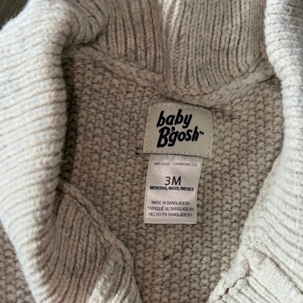 Baby B’gosh Cream Cable Knit Shawl Collar Cardigan | 3M